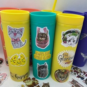 Kitty Kups! 20oz skinny tumbler. Matte smooth finish. With lid & straw